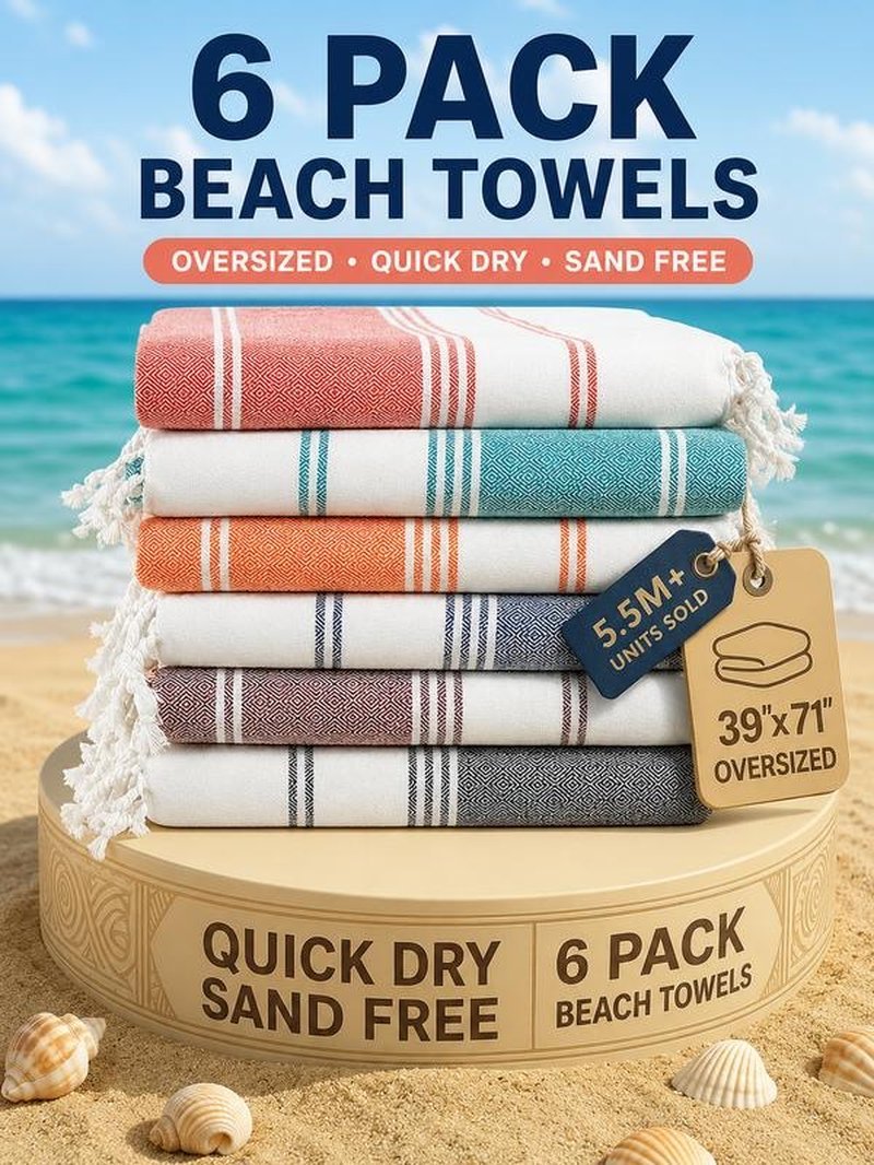Lightweight Soft Modern Flat-Weave XL Beach Towel