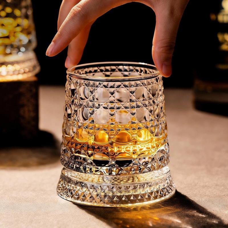 Spinning Crystal Glass Star-Cut Stress Relief Whiskey Wine Glass